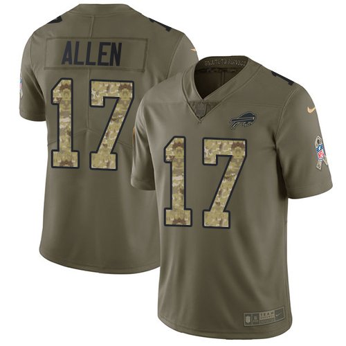 Nike Buffalo Bills #17 Josh Allen Olive/Camo Youth Stitched NFL Limited 2017 Salute to Service Jersey