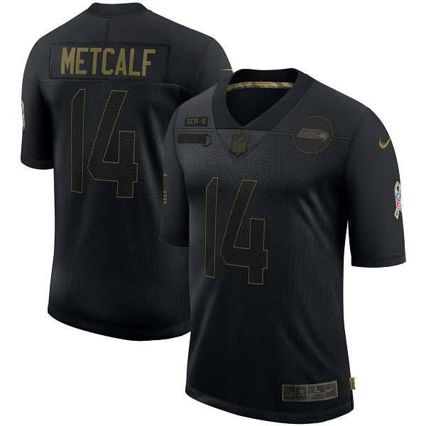 Men's Seattle Seahawks DK Metcalf Nike Black 2020 Salute To Service Limited Jersey