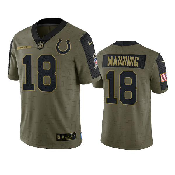 Indianapolis Colts Peyton Manning Olive 2021 Salute To Service Men's Limited NFL Jersey